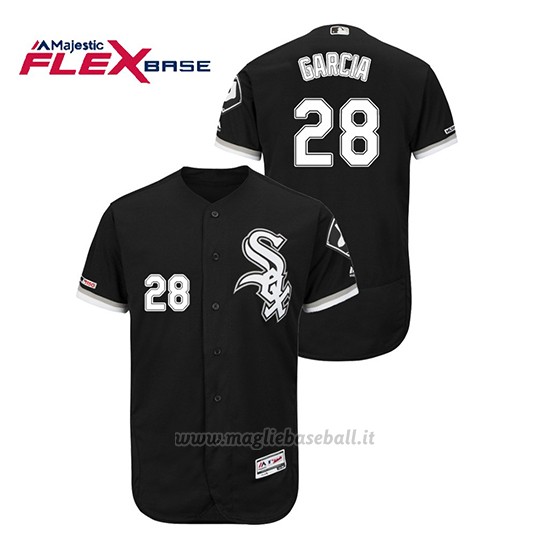 Maglia Baseball Uomo Chicago White Sox Leury Garcia 150th Aniversario Patch Flex Base Nero